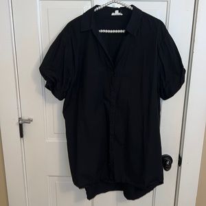 Black puff sleeve shirt dress